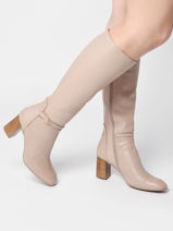 Heeled Boots Tania In Leather Brenda zaro Pink women 4540-vue-porte