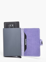 Leather Card Holder Croco Secrid Violet cleo MCI-vue-porte