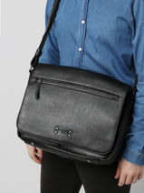 1 Compartment  Messenger Bag  With 15" Laptop Sleeve Wylson Black hanoi 7-vue-porte