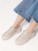 Sneakers In Leather Calvin klein jeans Beige women 8640GD-vue-porte