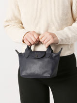 Longchamp Le pliage cuir Handbag Blue-vue-porte