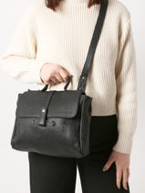 Shoulder Bag Vintage Leather Paul marius Black vintage CORNEILL-vue-porte