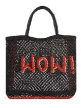 Sac Cabas "wow!" Format A4 Paille The jacksons Noir word bag S-WOW