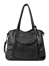 Leather Dewashed Shoulder Bag Milano Black dewashed DE20073