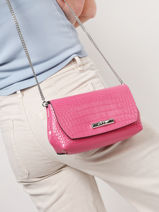 Longchamp Roseau Croco Messenger bag Pink-vue-porte