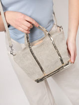 Crossbody Baby Cabas Linen Vanessa bruno Blue cabas lin 31V40410-vue-porte