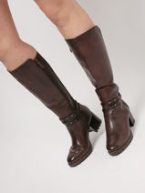 Heeled  Boots In Leather Tamaris Brown women 29-vue-porte