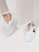 Sneakers Essential In Leather Tommy hilfiger White women 6903YBR-vue-porte