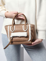 Longchamp Mailbox - shearling Sacs port� main Marron-vue-porte