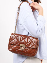 Large Quilted Leather Moon Shoulder Bag Vanessa bruno Brown moon 84V40329-vue-porte