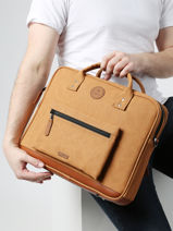 1 Compartment Business Bag With 15" Laptop Sleeve Cabaia Brown laptop MESS-vue-porte