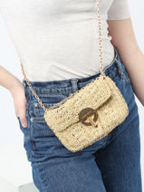 Sac Bandoulire Moon Raphia Vanessa bruno Or moon raphia 91V40326-vue-porte