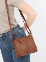 Crossbody Bag Cow Leather Basilic pepper Brown cow BCOW58-vue-porte