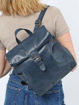 Sac  Dos A4 Cow Basilic pepper Bleu cow BCOW50-vue-porte