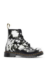 Boots 1460 Pascal Black + White In Leather Dr martens Black women 30862009
