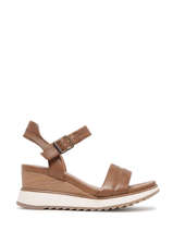 Wedge  Sandals In Leather Tamaris Brown women 20