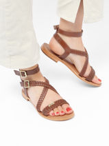 Sandals Hipsy In Leather Les tropeziennes Brown women HIPSY-vue-porte