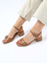 Heeled  Sandals In Leather Tamaris Brown women 20-vue-porte