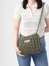 Crossbody Bag Crochet Le voyage en panier Green crochet PM651-vue-porte
