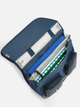 Wheeled Schoolbag 2 Compartments Cameleon Blue vintage color CR38-vue-porte