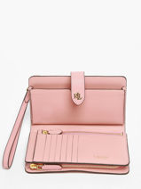 Leather Tech Wallet Lauren ralph lauren Pink dryden 32916514-vue-porte
