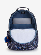 1 Compartment Seoul Backpack  With 15" Laptop Sleeve Kipling Blue back to school KI4851-vue-porte