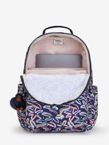 1 Compartment Seoul Backpack  With 15" Laptop Sleeve Kipling Blue back to school KI4851-vue-porte