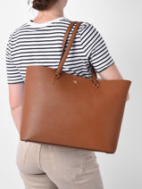 Leather Karly Tote Bag Lauren ralph lauren Brown karly 31911655-vue-porte