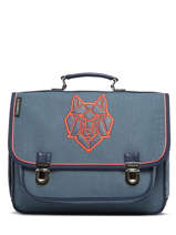 2-compartment Satchel Caramel et cie Blue fier GA