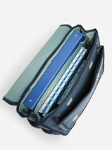 2-compartment Satchel Caramel et cie Blue fier GA-vue-porte