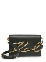 Shoulder Bag K Signature Leather Karl lagerfeld Black k signature 235W3061