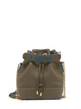 Small Leather Ninon Bucket Bag Lancel Green ninon A11746