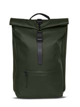 Rolltop Rucksack - 1 Compartment Backpack With 14" Laptop Sleeve Rains Green city 13320