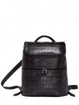 Longchamp Croco block Backpacks Black-vue-porte