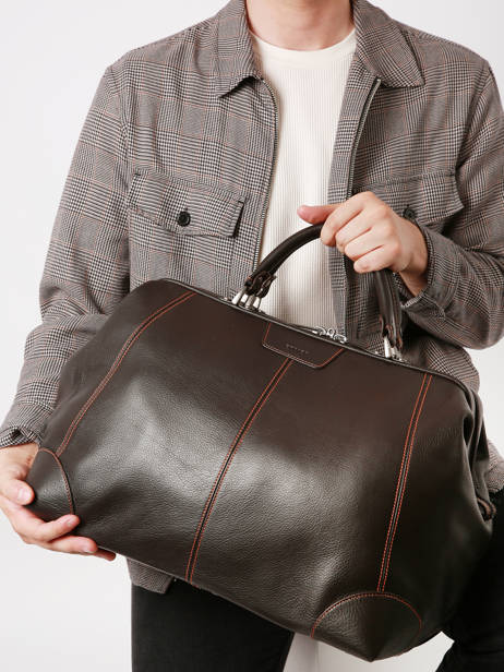 Leather Foulonné Doctor Bag Etrier Brown foulonne EFOU816M other view 1