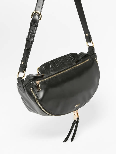 Medium Leather Origami Crossbody Bag Lancel Black origami A12528 other view 2