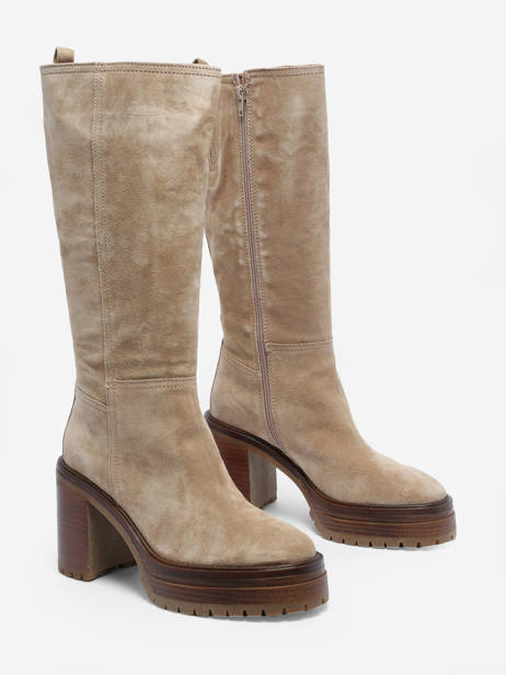 Heeled Boots In Leather Alpe Beige women 26811122 other view 2
