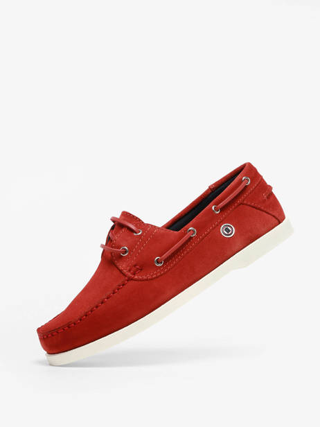 Boat Shoes In Leather Serge blanco Red men CHA2108A other view 1