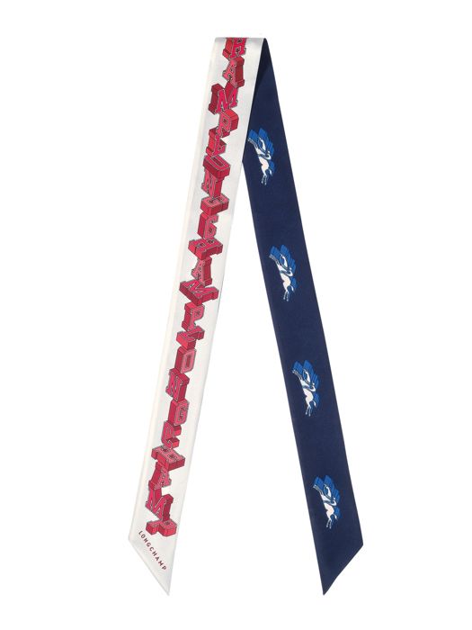 Longchamp Soie unie Foulard Bleu