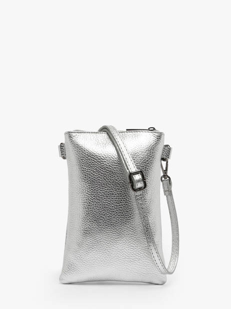 Leather Caviar Phone Bag Milano Silver caviar CA23061 other view 4