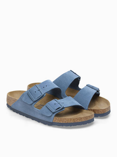 Slippers In Leather Birkenstock Blue women 1026820 other view 3