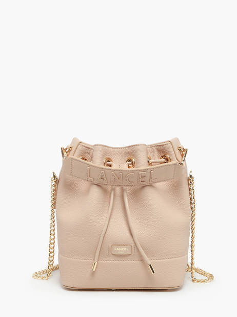 Small Leather Bucket Bag Ninon Lancel Beige ninon A10922