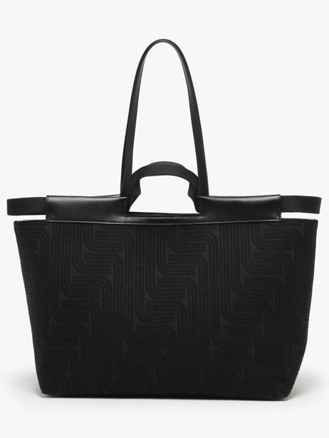 Jacquard And Leather Camille Tote Bag Lancel Black camille A12775 other view 4