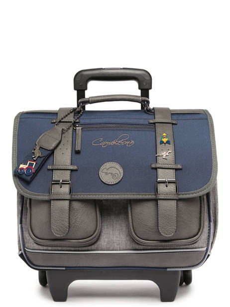 2-compartment  Wheeled Satchel Cameleon Blue vintage pin's CR38 other view 7