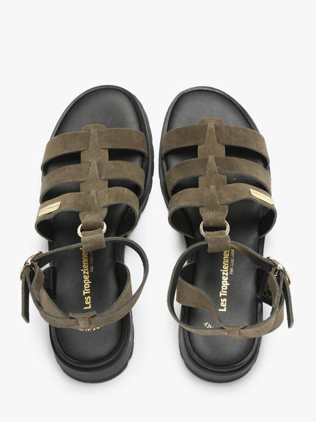 Sandals Tobosued In Leather Les tropeziennes Green women TOBOSUED other view 4