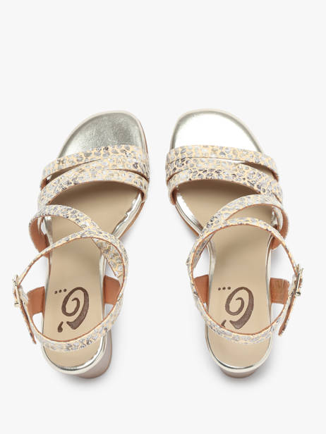 Heeled Sandals In Leather Rock and rose Beige women 1235TP other view 4