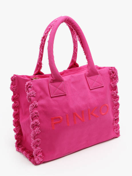 Shoulder Bag Logo Shopper Cotton Pinko Pink logo shopper A1WQ other view 2