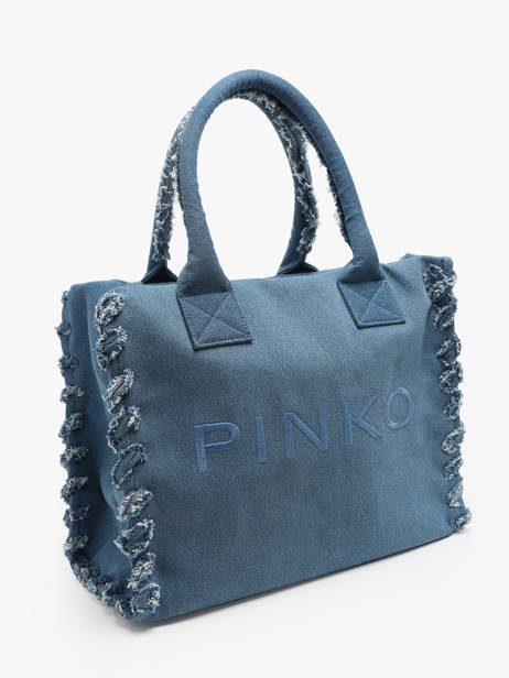 Shoulder Bag Logo Shopper Cotton Pinko Blue logo shopper A1WT other view 2