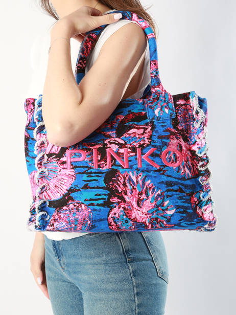 Shoulder Bag Logo Shopper Cotton Pinko Multicolor logo shopper A0PZ other view 1
