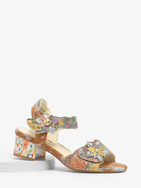 Heeled Sandals In Leather Laura vita Multicolor women HUCBIO05 other view 1